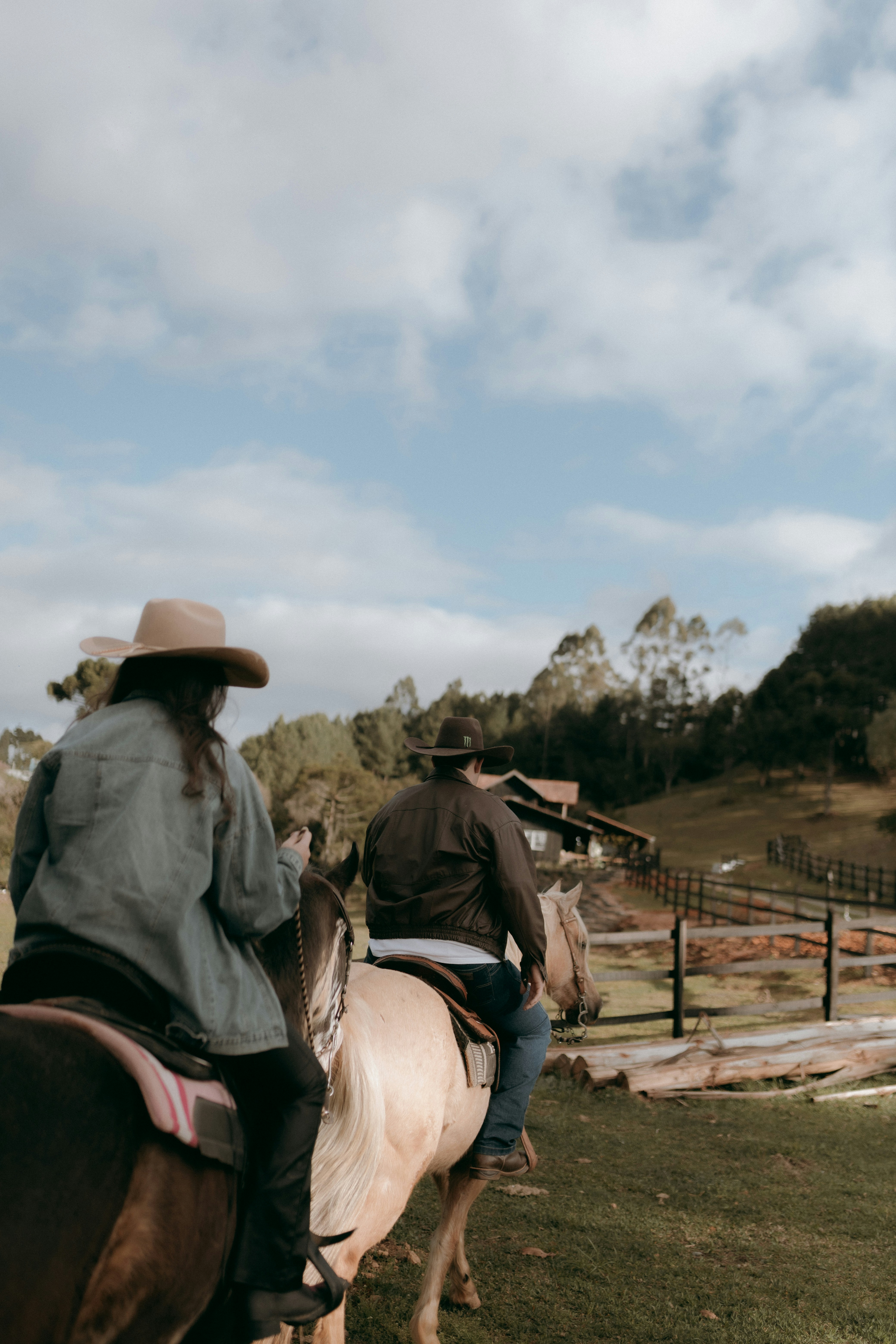 Western riders on a dude ranch in the American west